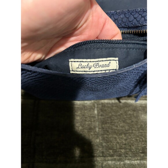 Lucky Brand Crossbody Bag Suede Tassel Blue Color Boho Hippie - Picture 7 of 9